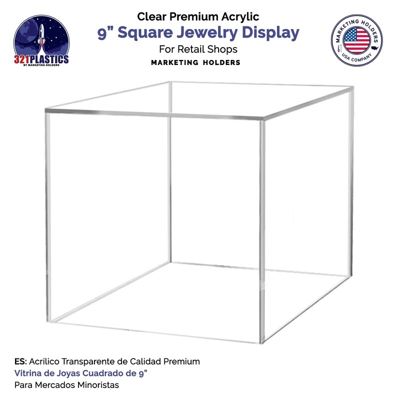 2 Pack 9" Acrylic Display Riser Box with One Open