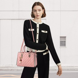 DORRISO Elegant Women's Handbags Handbags Anti-Thief Medium Large Women's Shoulder Bag Safe Lightweight Travel Holiday Shopping Party Office Waterproof PU Leather, pink