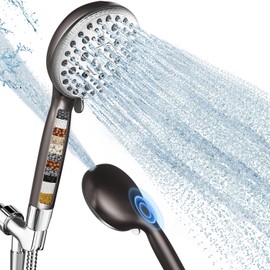 Shower Head with Handheld, Shower Heads High Pressure, Shower Head with Filter-Hand Held Showerhead Set,7 Modes Filtered Showerhead with 59″Replacement Hose/Bracket/Filters
