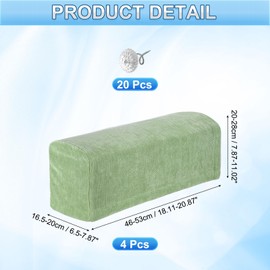 sourcing map 4Pcs Stretch Armrest Covers, Chenille Soft Armchair Slipcovers Couch Recliner Arm Cover with Twist Pins for Chair Sofa Protector, Green