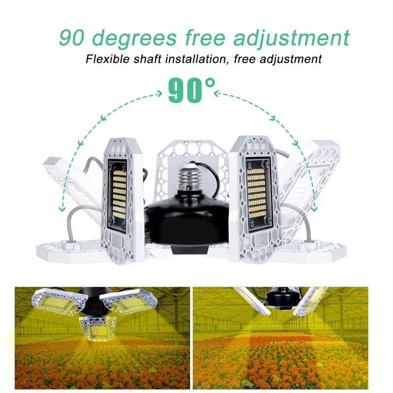 LED Grow Light 297 LEDs Folding Three Leaves Indoor Plant