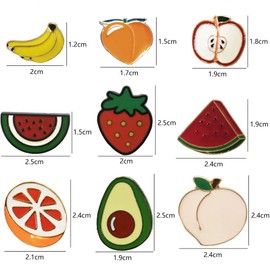 16PCS Cute Fruit Pin Set Strawberry Avocado Peach Pineapple Banana Cherry Brooch Cartoon Badge Lapel Backpack Scarf Decoration