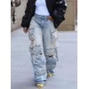 Baczoe Cargo Jeans for Women Y2K High Waisted Baggy Jeans