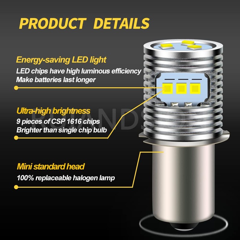 Ruiandsion P13.5S LED Flashlight Bulb Upgrade 18V 19.2V 24V 7-24