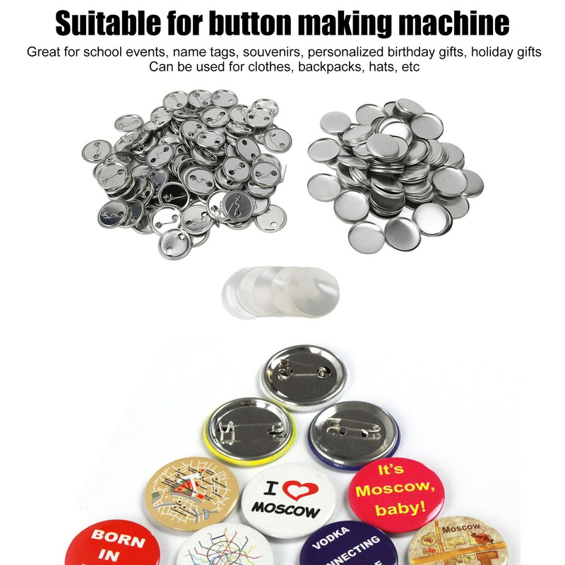 100 Sets Blank Button Badge Parts Set Round Shape Rust