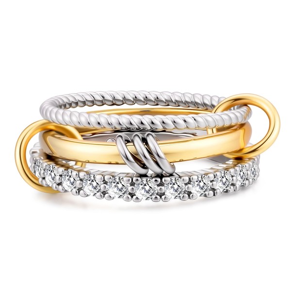 BMMYE Silver Gold Plated Rings for Women Stackable Rings for