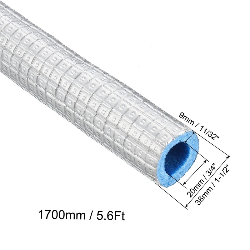 PATIKIL 5.6Ft Pipe Insulation Foam Tubing, 20mm(3/4") ID 38mm(1-1/2") OD