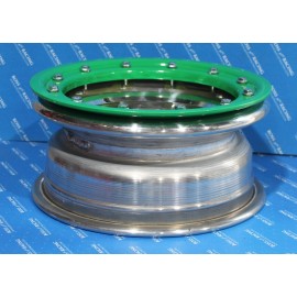 BOSS ATV RACING POLISHED BEAD LOCK FRONT WHEEL 10X5 GREEN RING