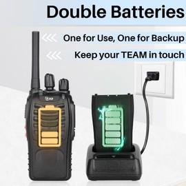 TID TD-V2 Walkie Talkies for Adults with Earpiece and 8 Battery 2 Way Radios Walkie Talkies Long Range with Flashilght Two Way Radio Rechargeable for Business or Family (4 Pack)