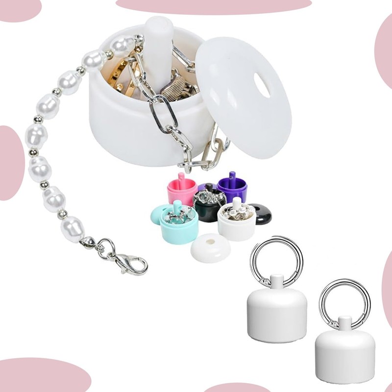 Roczential 2 Pieces Travel Jewelry Holder with Round Keychain, Small