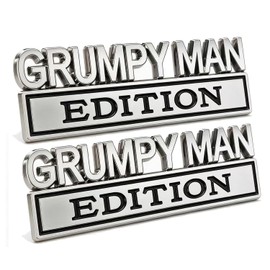 2pcs Grumpy Man Edition Emblem Badge Car Sticker for Universal Car (Silver)