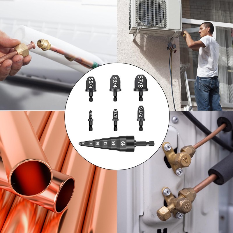 7Pcs HVAC Swaging Repairing Tool, Air Conditioner Copper Tube Expander