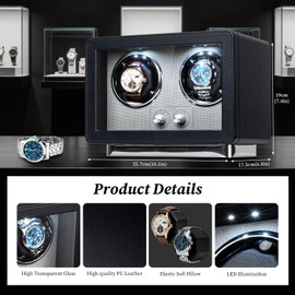 Mcbazel Watch Winder for Automatic Watches, Dual Watch Winder Box with LED Light, Quiet Japan-Made Motor, Gift for Man/Woman, Black