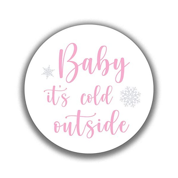 2" Round Baby It's Cold Outside Stickers (40 Labels) (Pink)