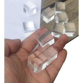 10 Pcs 3/4" x 3/4" x 3/4" Clear Acrylic Square Cubes Blocks - All Sides Polished, Plexiglass Plastic Cube Rod Peg