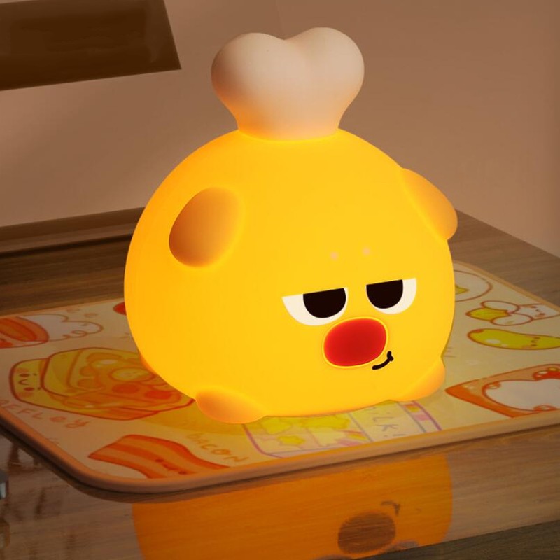 Silicone Night Light Cute Chicken Drumstick Shape USB Rechargeable Brightness