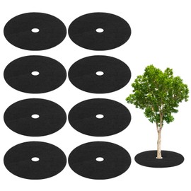 M METERXITY 8 Pack Non Woven Tree Cover Rings,9.8 Inch Tree Protector Weed Fabric Cover,Apply to Garden Tree Mulch Ring/Tree Ring Mulch Mat/Landscape Fabric(Round Black)