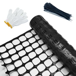 Fafaland Fafaland Safety Fence Garden Netting Roll 4 X 100 Feet with Zip Ties, Temporary Reusable Plastic Mesh Fencing Netting for Snow Fence, Animal Barrier, etc. (4' X 100' SW, Black)