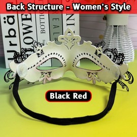 Dinwenddey Masquerade Mask for Couples Party Masks Set, Metal Filigree Shiny Rhinestone Venetian Mask for Ball Mardi Gras - Black Red