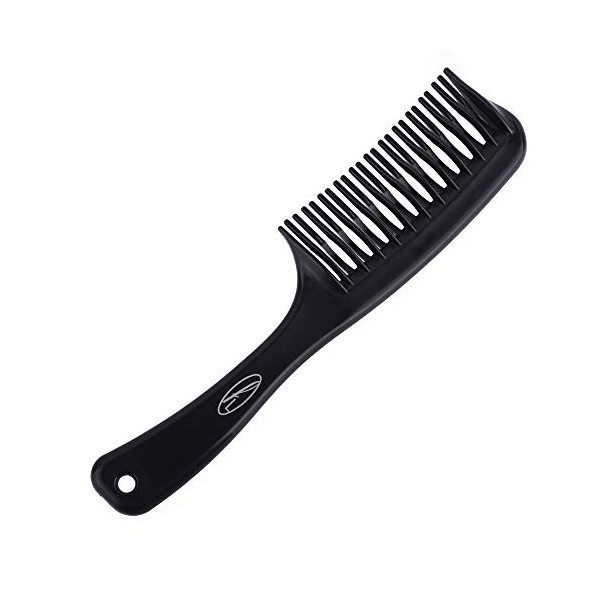 Fine Lines - Detangling Comb with Unique Intertwined Teeth - Hair Detangling and Shower Comb Great for Afro, Wet or Curly Hair | Thick Plastic Black antistatic comb