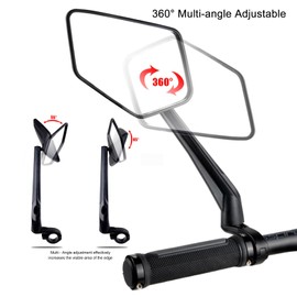 DRCKHROS Handlebar Bike Mirror E-bikes Mirrors Safe Clear Glass Mirrors, Anti-Shake 360° Rotatable High-Definition Shockproof Explosion-Proof Wide-angle Bicycle Rear View Mirror …