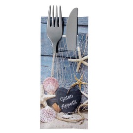 30 Cutlery Bags with Napkin Maritime 20 cm