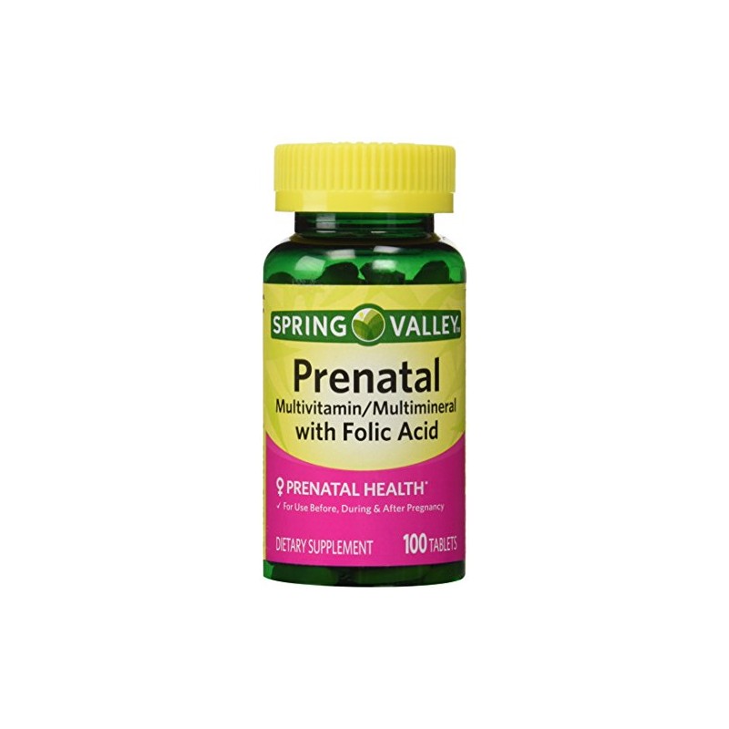 Spring Valley - Prenatal, Multivitamin, Multimineral, 100 Tablets w. Folic