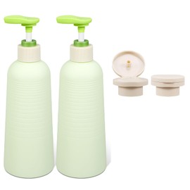 UMETASS 13.4oz Travel Shampoo Bottle with Flip Cap, Refillable Plastic Pump Bottles Dispenser for Soap, Shampoo, Lotions, Liquid Body Wash, Creams and Massage Oil (2 Pack, 13.5oz/400ml)