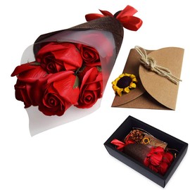 Mikamax - Red Rose Black Box - Gift Set Rose Bouquet Soap - Gift Box Bath Rose - Soap Rose