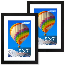FIXSMITH 5x7 Picture Frame, Black Photo Frame with HD Plexiglass, Display Pictures 4x6 with Mat or 5x7 Without Mat Multi Picture Frames Collage for Tabletop or Wall Display, 2 Pack
