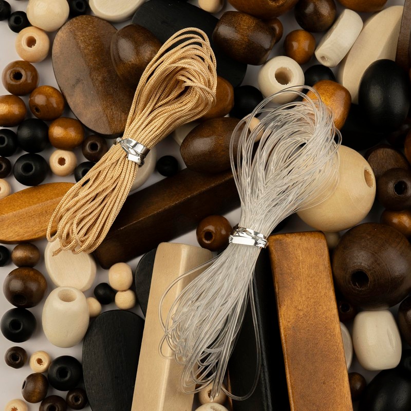 John Bead 90g Craft Beads Natural/Black/Brown/Dark Brown Wood Beads with