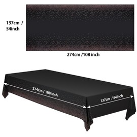 Toplive 4 Pack Party Tablecloth, Black and Gold Plastic Tablecloth, 54 x 108 Inch, Polka Dots, Disposable Tablecloth, Rectangular, Party Tablecloth, for Picnic, Baby Shower, Birthday