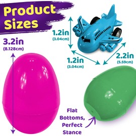 Stargo 24 Pack Colorful Prefilled Easter Eggs with toys - mini Aircraft, pull-back Helicopters & Airplanes, Bright Plastic Easter Eggs Filled, Basket Fillers Egg Hunts, Party Favors, Boys Goodie Bags
