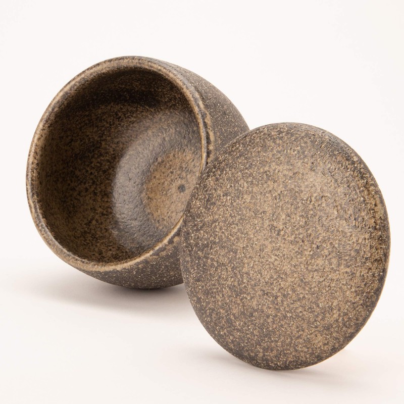 Marui Pottery MR-3-3532 Iga Ware Hechamon, 1 Piece, Black Persimmon
