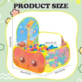 Ball Pit with Basketball Hoop, Pop Up Children Play Tent, Folding Childrens Ball Pits, Ocean Pool Baby Playpen, Gifts for Girls Boys Toddlers Playhouse Baby Crawl Playpen (YELLOW)