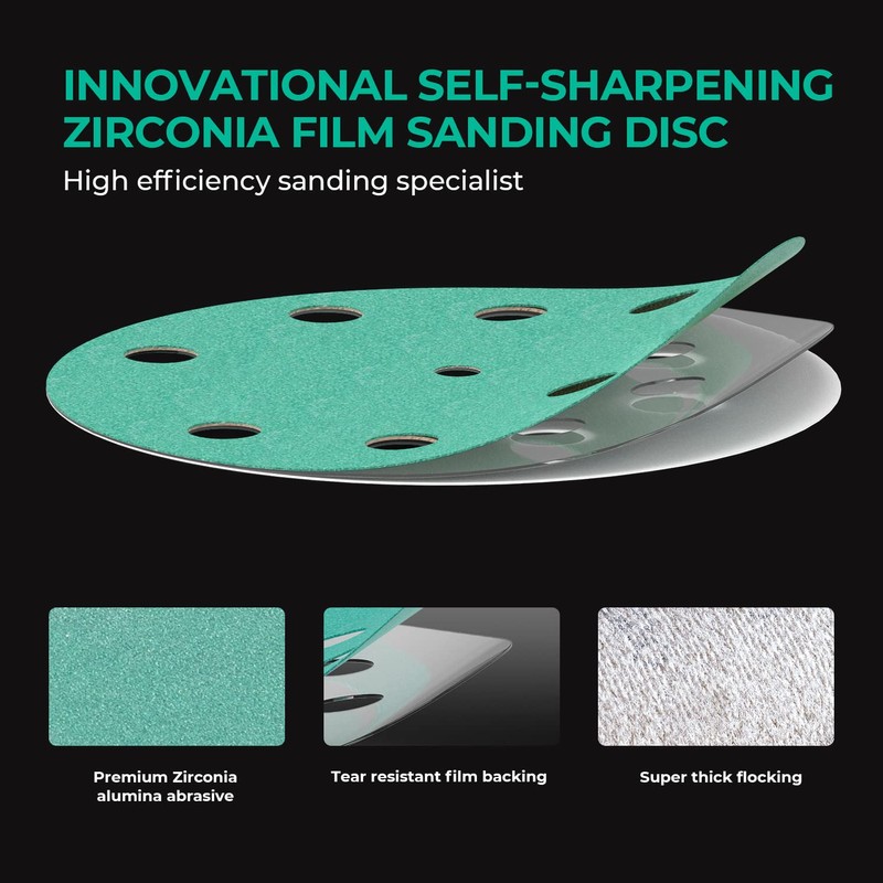 5 Inch 9 Hole 80 Grit Sanding Disc, Hook and