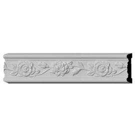 Ekena Millwork CHA03X00RO Running Rose Chair Rail, 3 7/8"H x 3/4"P x 94 1/2"L, (9 5/8" Repeat), Primed