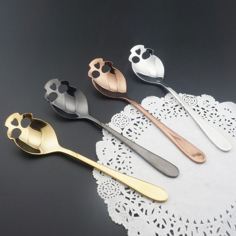 304 Stainless Steel Skull Sugar Spoon Dessert Tea Coffee Stirring