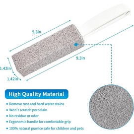 Pumice Stone for Toilet Bowl Cleaning,Scouring Stick with Handle,Powerfully Away Limescale Stain,Hard Water Ring, Calcium Buildup,Iron,Rust.Remover for Tile Bath-tub - 2 Pack