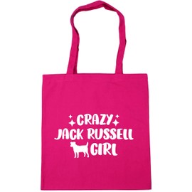Hippowarehouse Crazy jack russell girl - dog Tote Shopping Gym Beach Bag 42cm x38cm, 10 litres