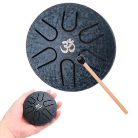 Aedcbaide Buddha Stones Mini Steel Tongue Drum 3 Inch (8 cm) 6 Note Tongue Drum with Drumstick,Music Book,Mallet, Steel Drum Balmy Drum UK for Musical Education Concert Yoga Beginners Adult Kids(blue)