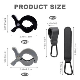 4 Stück Kinderwagen Klammern,Universal Kinderwagen Clips,Leistungsstarke Klemme,zur Befestigung von Decken,Mützen,Handschuhen,Bettdecken Usw.,mit 2 Haken Kinderwagen