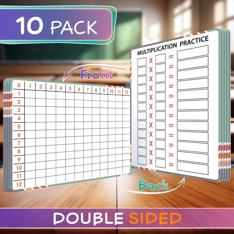 SCRIBBLEDO Multiplication Math 9”x12” Small White Board Dry Erase Sheets