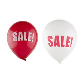 Happium 12" SALE Printed White and Red Latex Balloons Pack of 10, Decoration for Product Promotion Sale Marketing Balloons