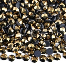 8000PCS Hotfix Rhinestones Bulk, Gold Rhinestones for Crafts Clothes, Hotfix Crystals DIY Decoration, Aurum, SS6, 1.9-2.1mm