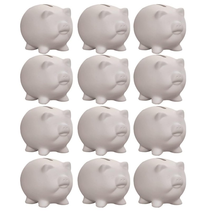 Color-Me! Ceramic Bisque Pig Banks (Pack of 12)