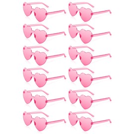 SUNYIWJIE 12 Pairs Heart Sunglasses for Women Bulk Transparent Pink Heart Shaped Sunglasses Bachelorette Party Glasses Fun Sunglasses for Party Favor to Add A Splash of Fun And Style