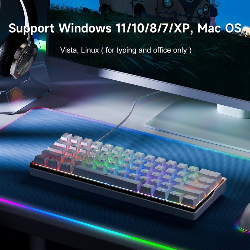 KEMOVE K61SE Gaming Mechanical Keyboard, 60 Percent Wired RGB Backlit