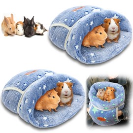 Wenqik 2 Pcs Guinea Pig Bed Cuddle Warm Hideout Fleece Cozy Glow in The Dark House Bedding Sleeping Cushion Cage Nest for Small Animal Squirrel Chinchilla Rabbit Hedgehog Cage Accessories