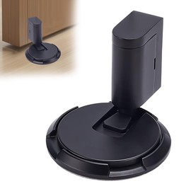CRAFTYMELODY Mechanical Floor Door Stopper Alloy Windproof Machinery Door Stop for Hidden Hole Installation Removable Adjustable Hardware Bottom of Doors Holder No Drilling with Screws Black